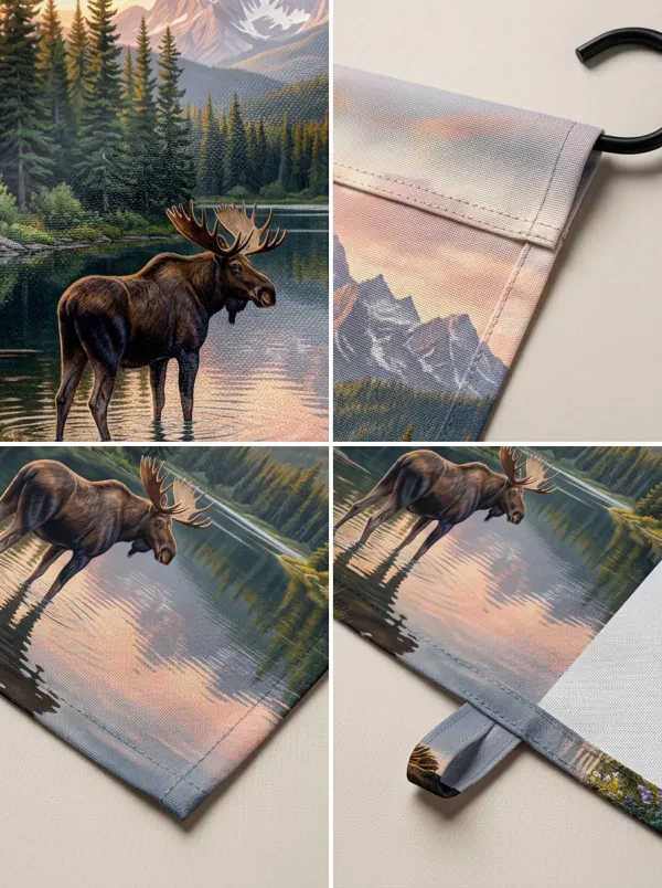 Wildlife Moose Mountain Lake Outdoor Garden Flag