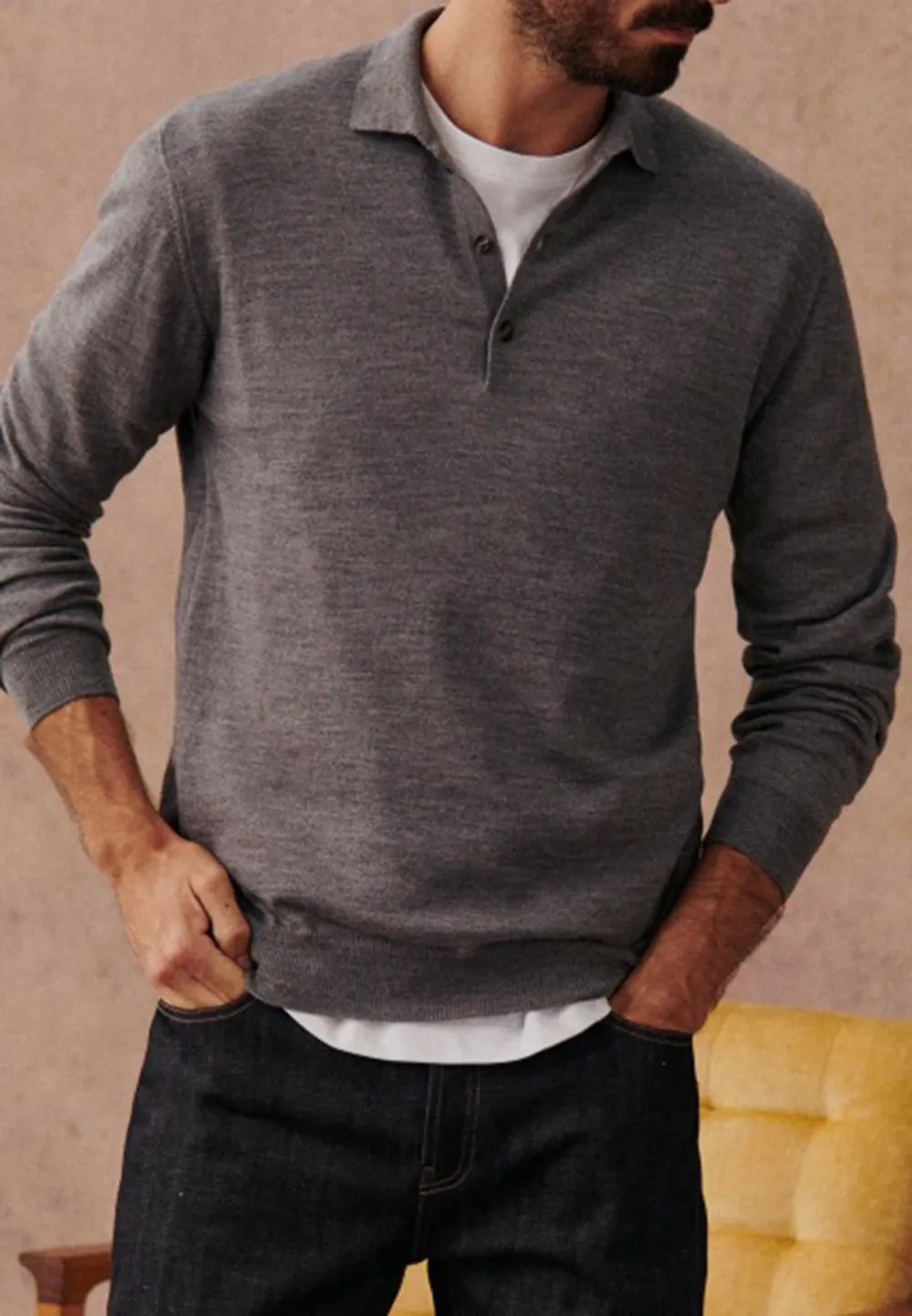 Grey Quarter-Zip Knit Pullover Sweater