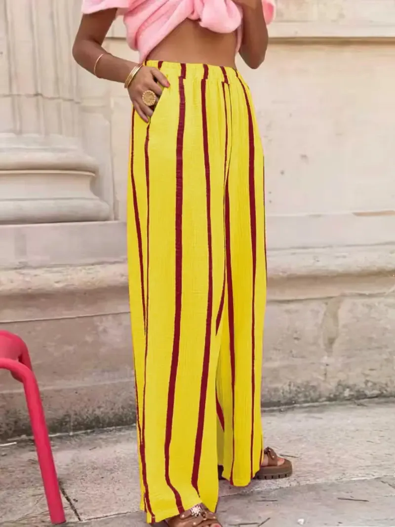 Women's Striped Print Wide Leg Pants | $2.18 per pair