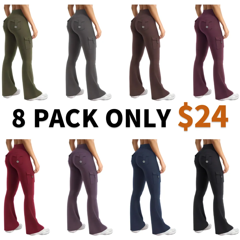 Women's High Waisted Scrunch Flare Yoga Leggings with Pockets