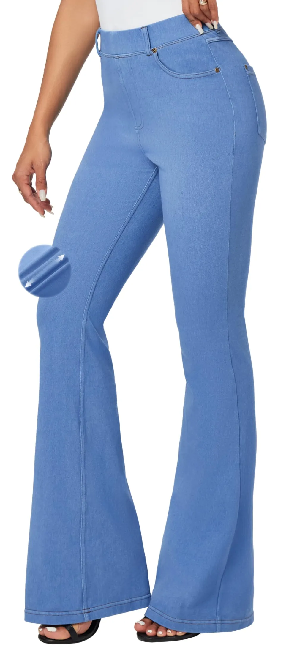 Women Stretchy Flare Jeans In Baby Blue