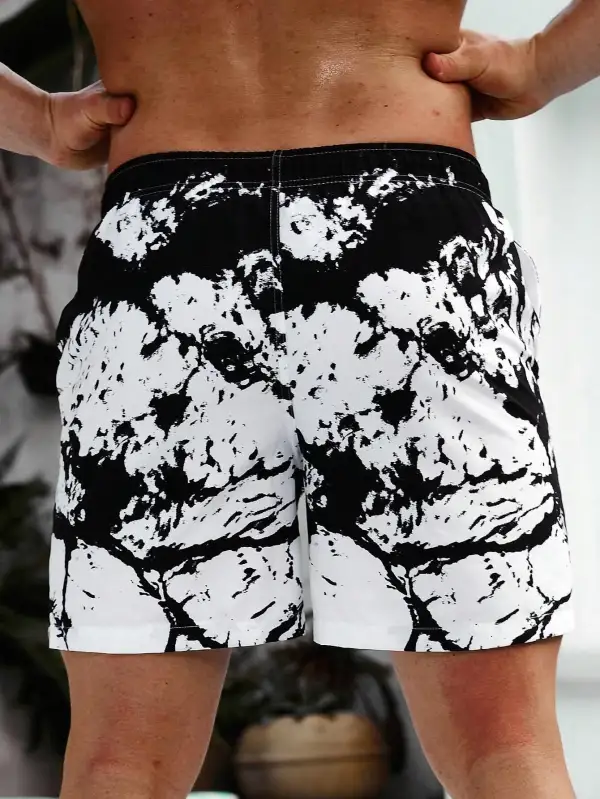 Men's Splash Ink Print Swim Trunks