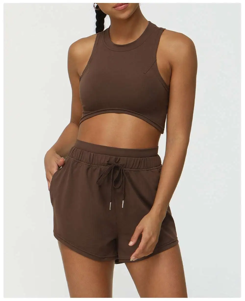 Quick-Dry Sleeveless Bra, Vest and Shorts Active Set