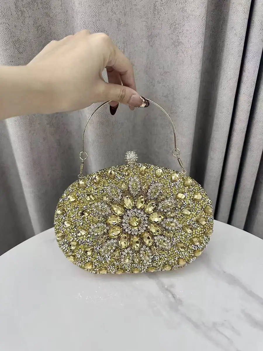 Geometric Rhinestone Shimmer Clutch Bag