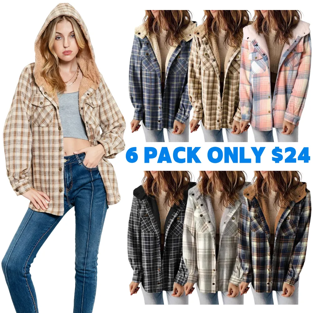 Women's Plaid Hooded Jacket: Casual Vintage Soft Fitted - Autumn/Winter