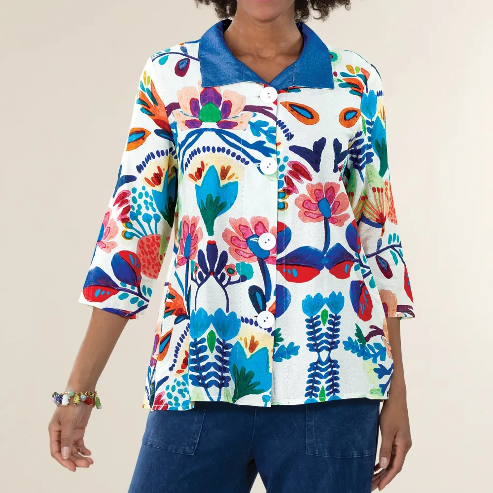 Bright Florals Button-up Blouse