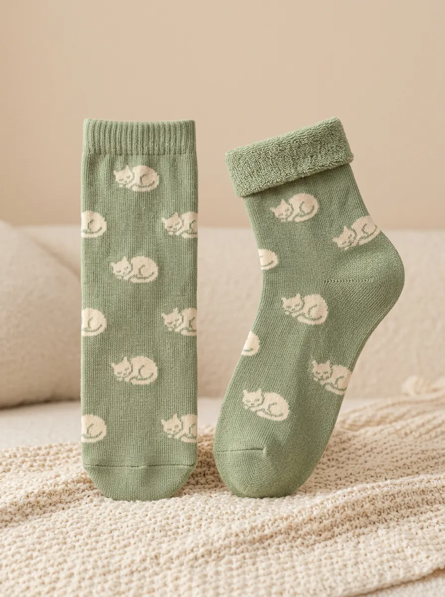 Contemporary Cat-Motif Casual Socks