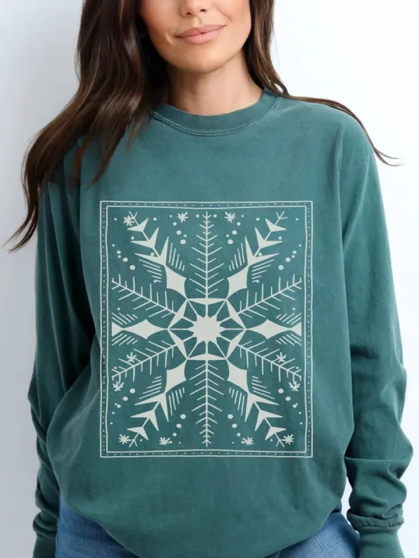 Minimalist Snowflake Round Neck T-Shirt