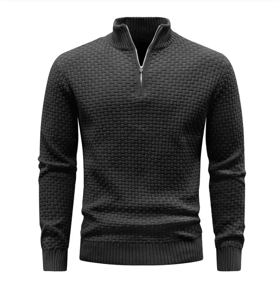 Textured Half-Zip Knit Sweater