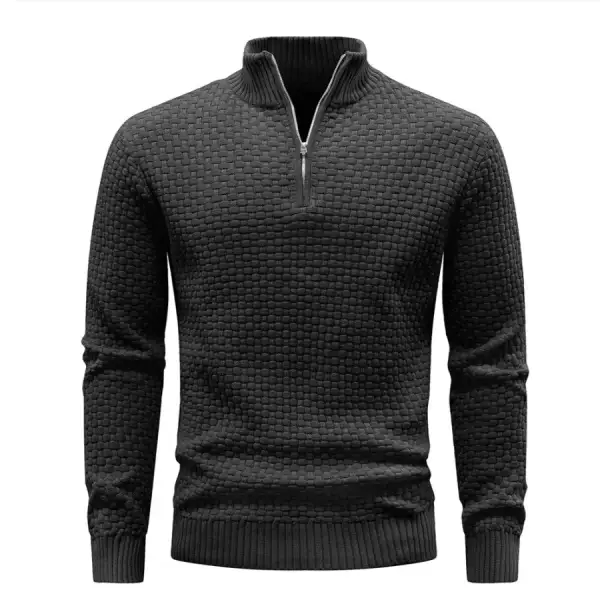 Textured Half-Zip Knit Sweater