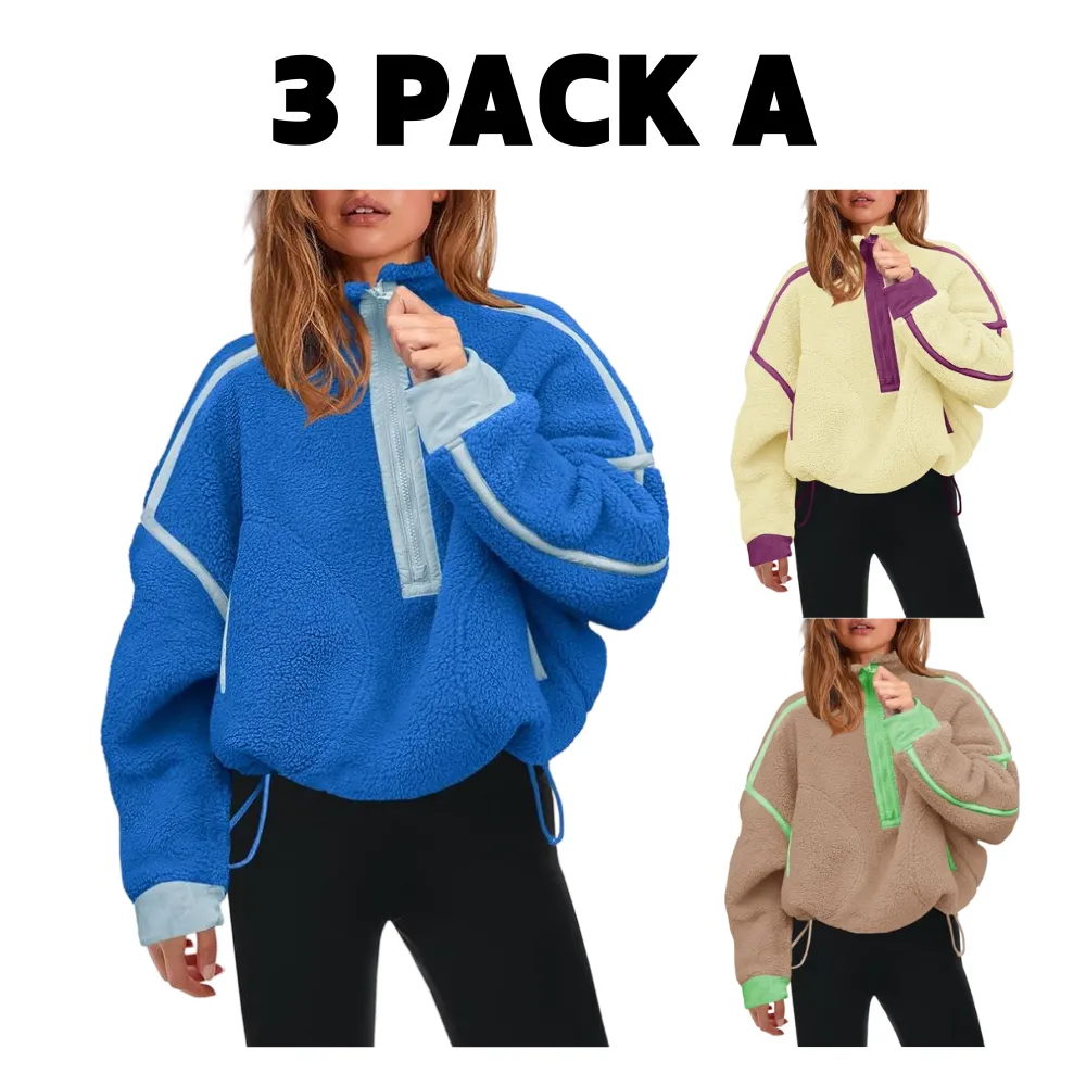 Women’s Half Zip Sherpa Fleece Pullover Soft Oversized Sweatshirt