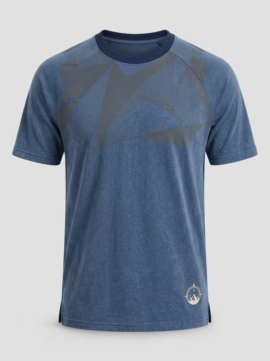 Men's Outdoor Sports Geometric Compass Printed Breathable T-shirt