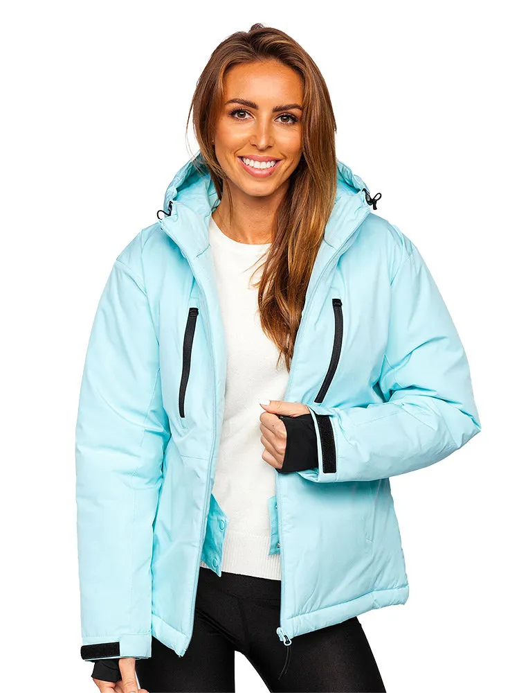 Blue women's winter ski jacket