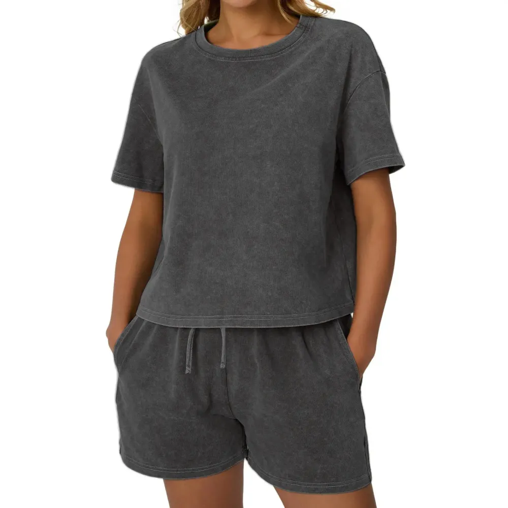 Women's Acid Wash Two-Piece Outfit