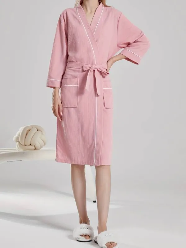 Waffle Weave Cotton Bath Robe