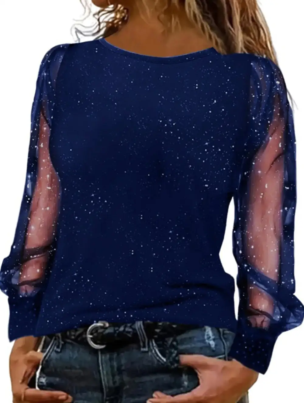 Long-Sleeved Loose Round Neck Loose Tee