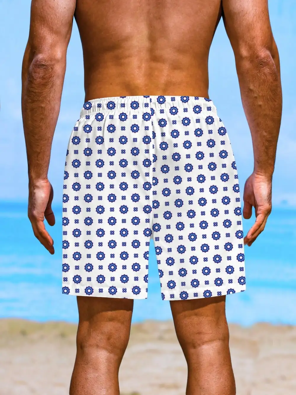 Men's Floral Allover Print Drawstring Beach Shorts