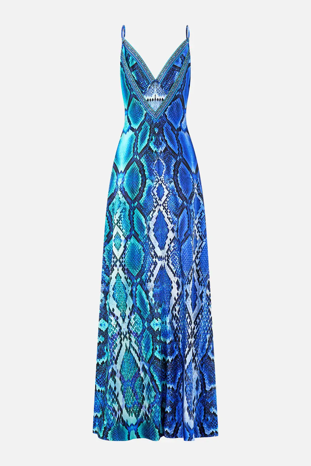 V-Neck Full Length Bias Slip Dress