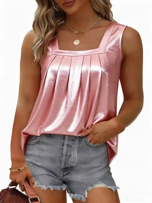 Full Size Pleated Square Neck Tank Plus