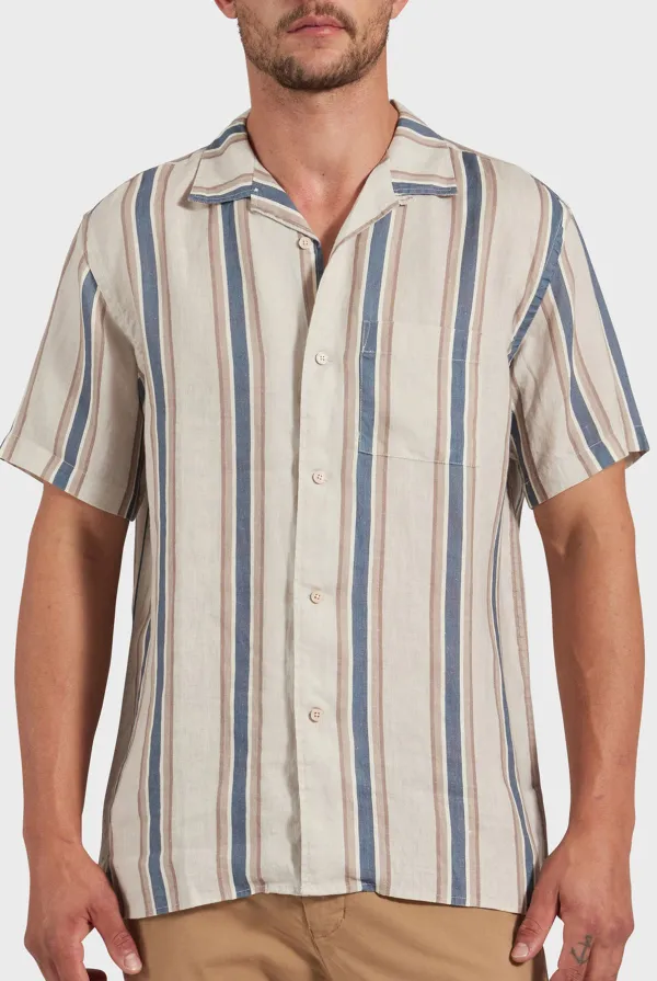 Natural Striped Short Sleeve Shirt