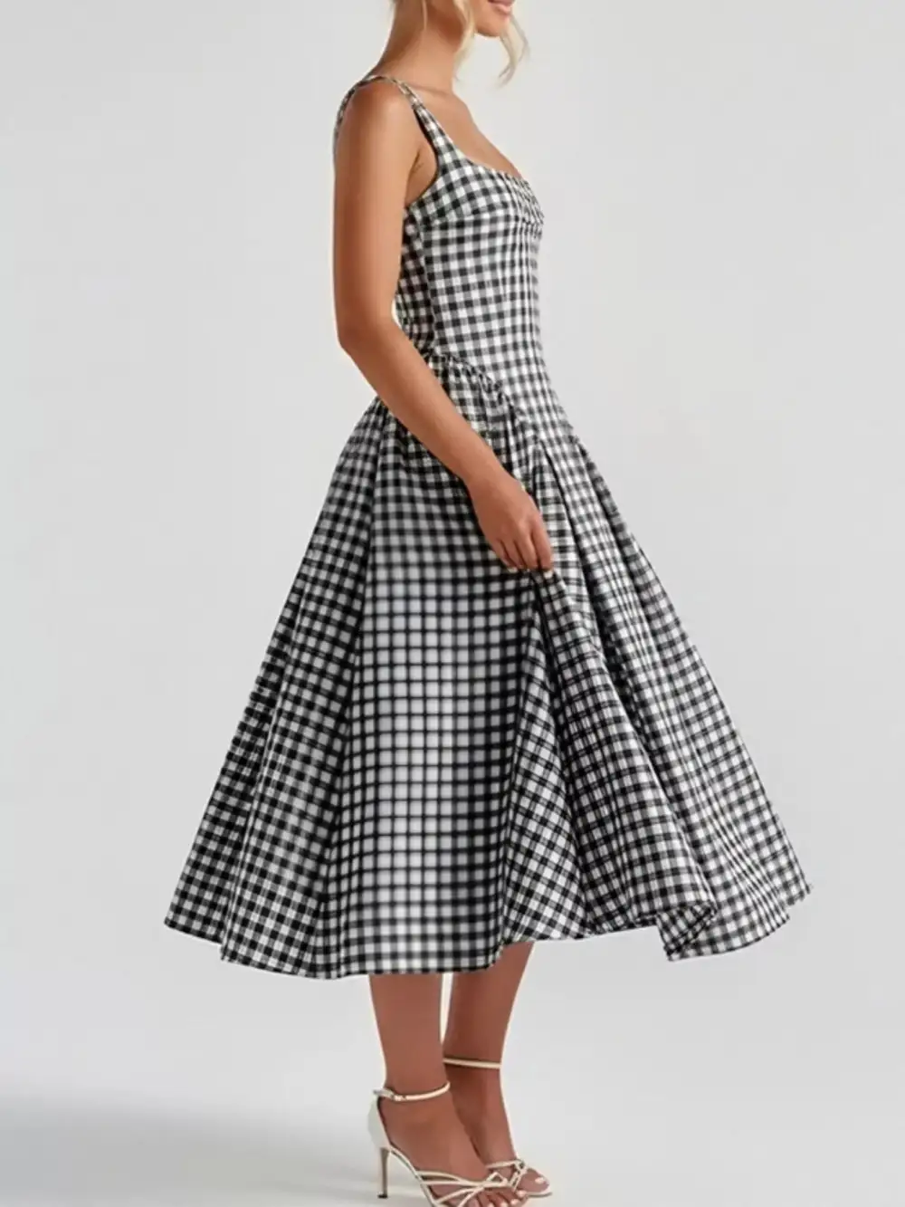 Full Size Square Neckline Midi Dress Plus Size