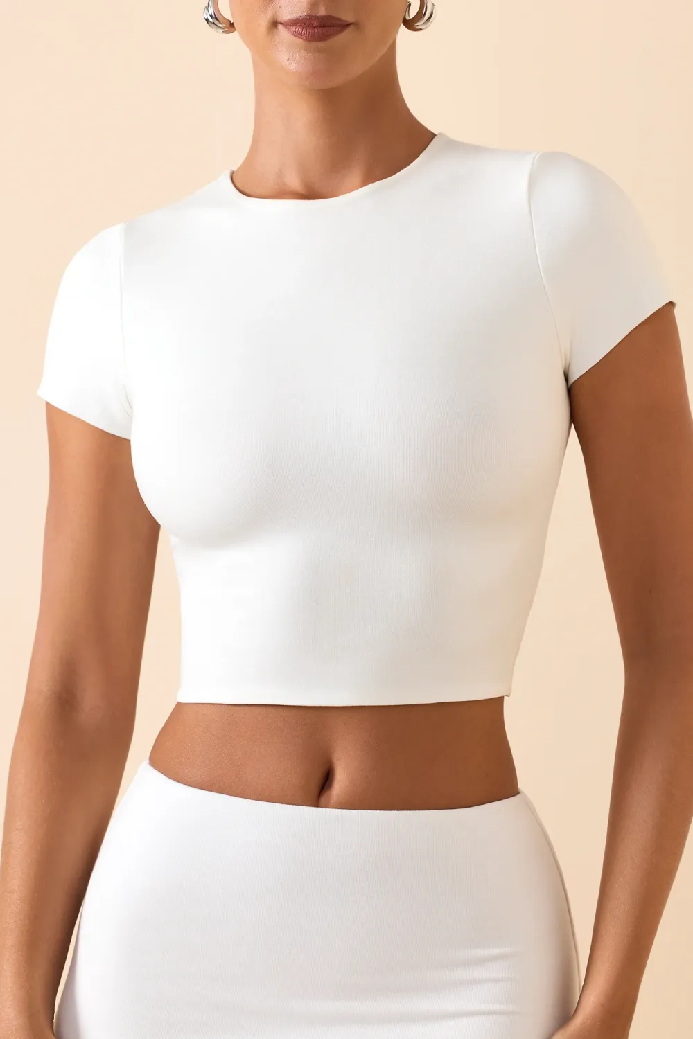 Simple Solid Color Round Neck Slim Short Sleeves