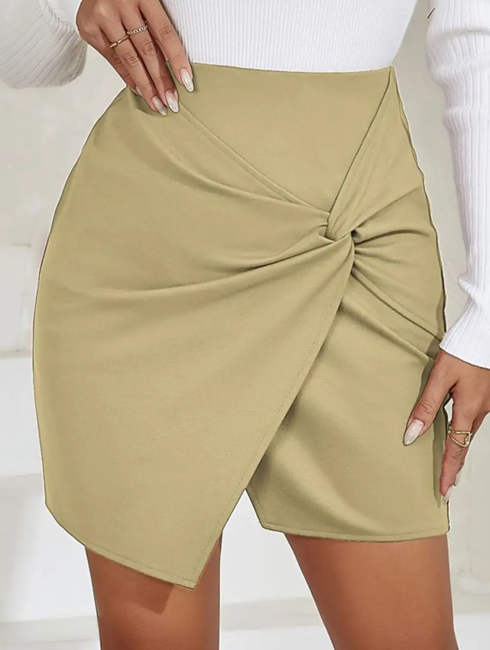 Ruched High Waist Bodycon Mini Skirt
