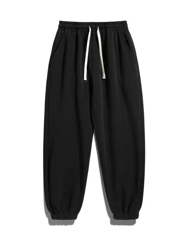 Men's Regular Fit Solid Drawstring Waist Sweatpants, Casual Pocket Design Pants for Fall & Winter, Men's Trousers for Daily Wear, Athleisure Pants