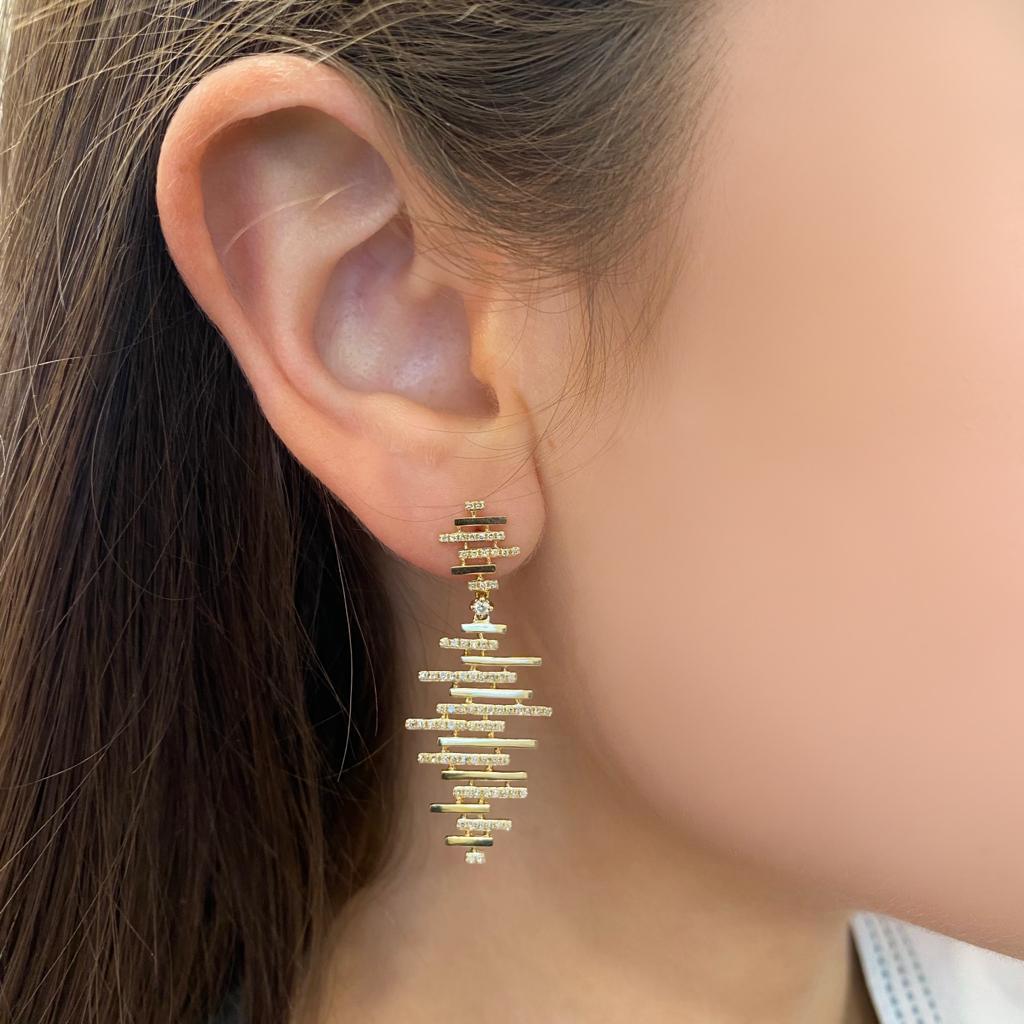 Tonal Modern Gem Detail Earrings