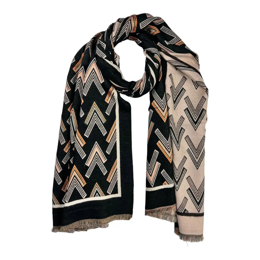 Reversible Arrow Print Fringed Scarf