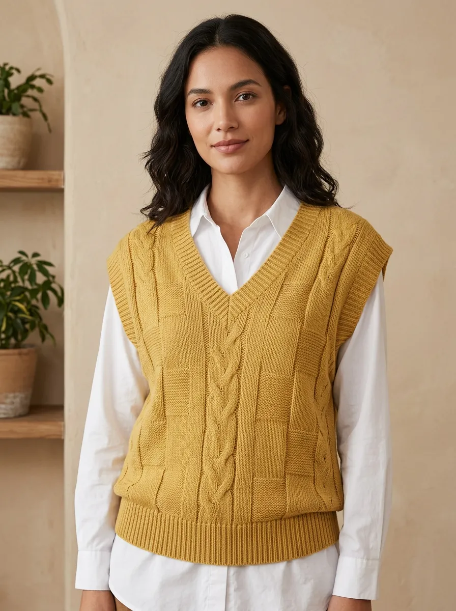 Cable Vneck Sweater Vest