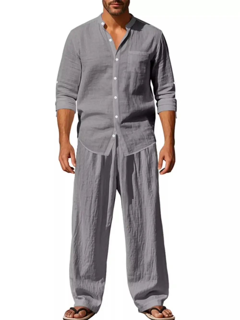 Refined Men's Full Size Casual Button Up Shirt