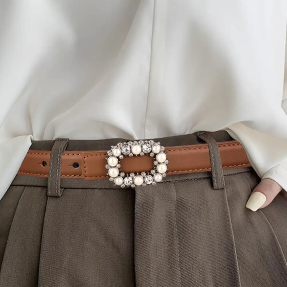 Everyday Pearl Buckle Leather Belt