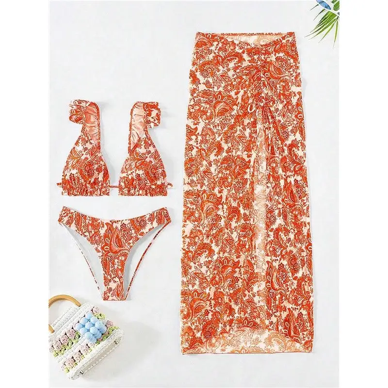Bikini Swimsuit Set with Trendy Print
