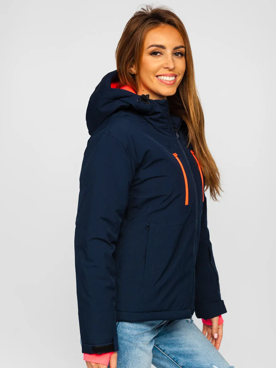 Dark blue women's winter ski jacket
