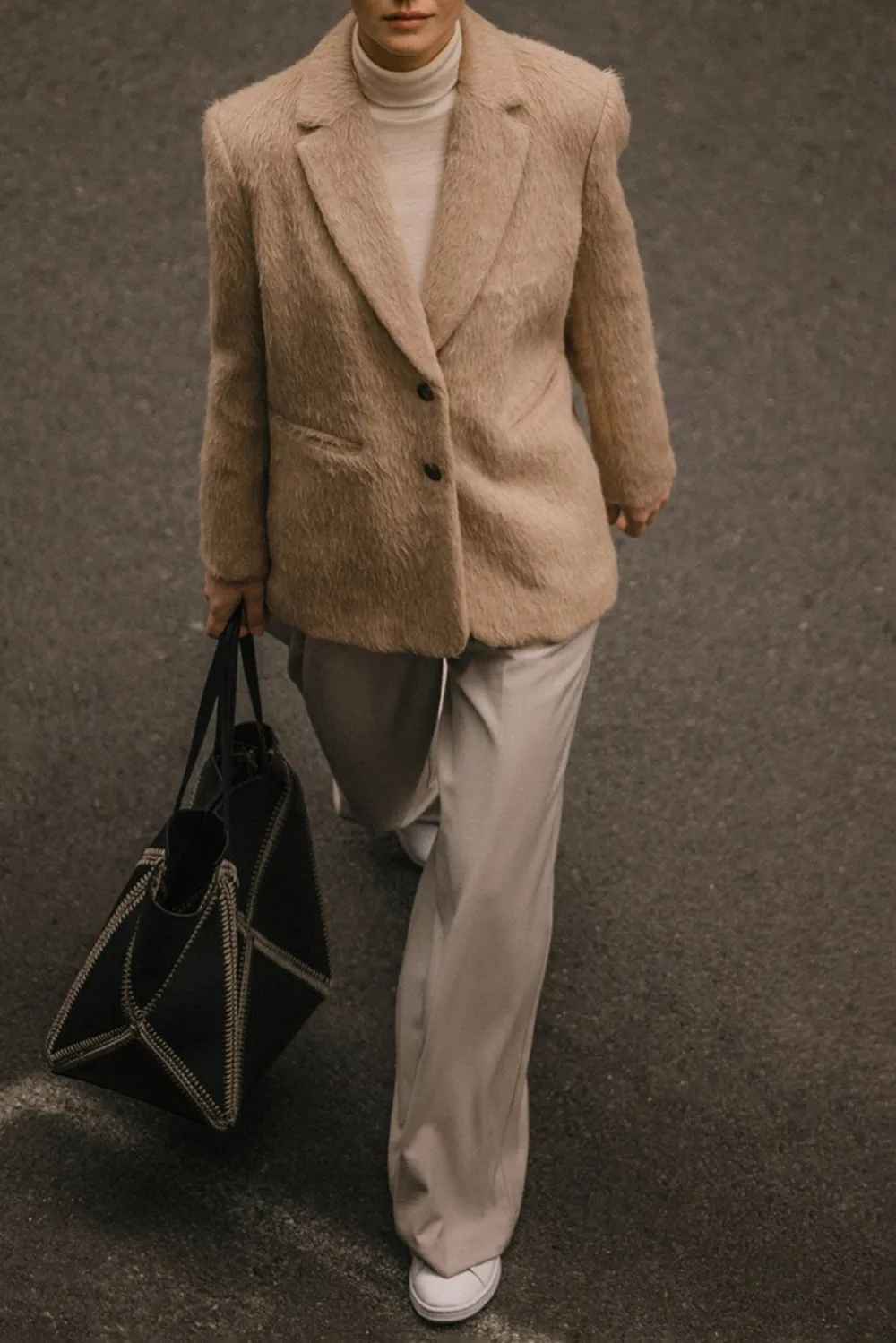 Fuzzy Wool Blend Blazer