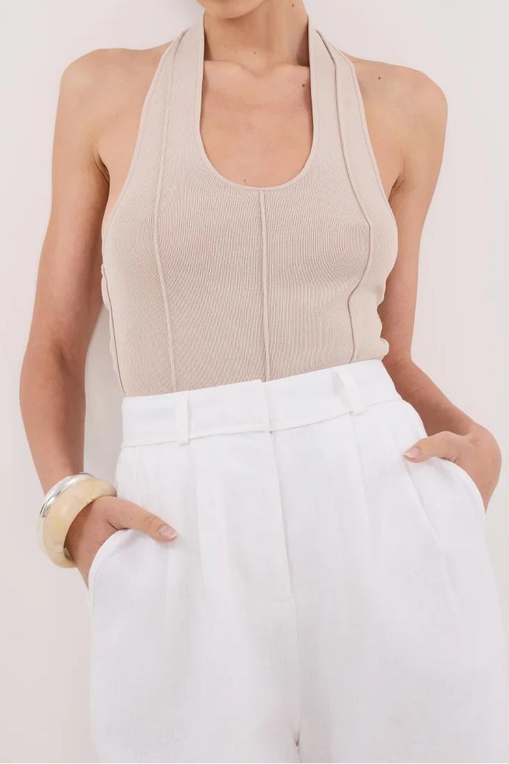 STONE HALTER KNIT TOP