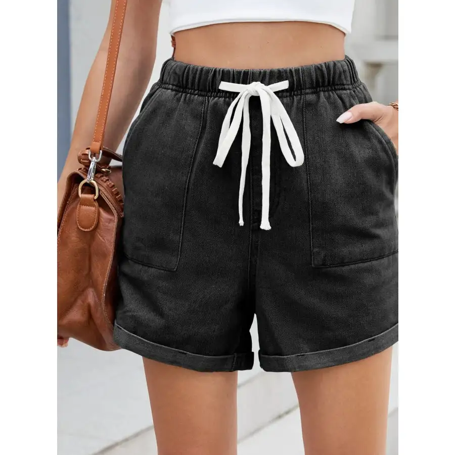 Drawstring Wash Denim Shorts