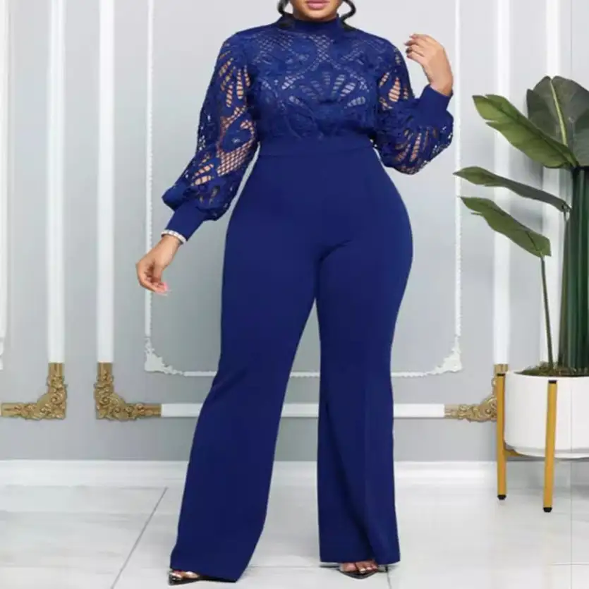 Lace Trim Casual Jumpsuit Pants