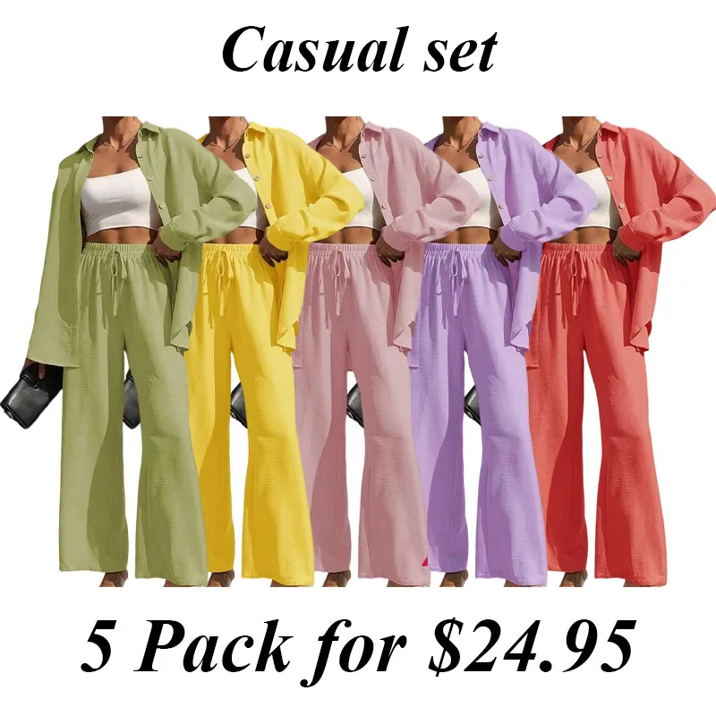 Women'S Top And Pants Set 5PACK