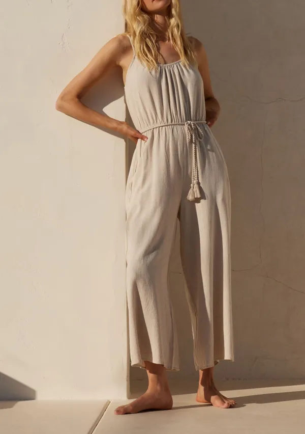 Tied Spaghetti Strap Wide Leg Jumpsuit