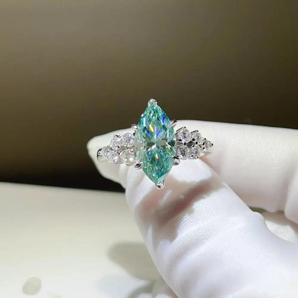 Crisp Sterling Silver Moissanite Ring