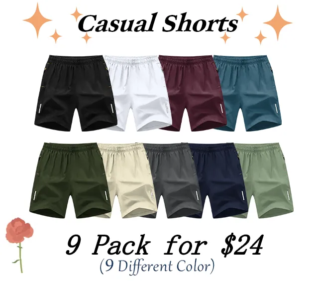 Men's Solid Color Zipper Pocket Shorts