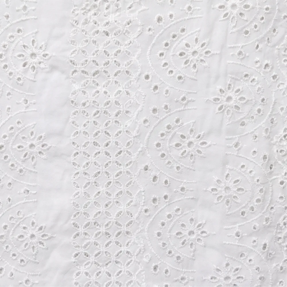 Embroidered Eyelet Button Blouse