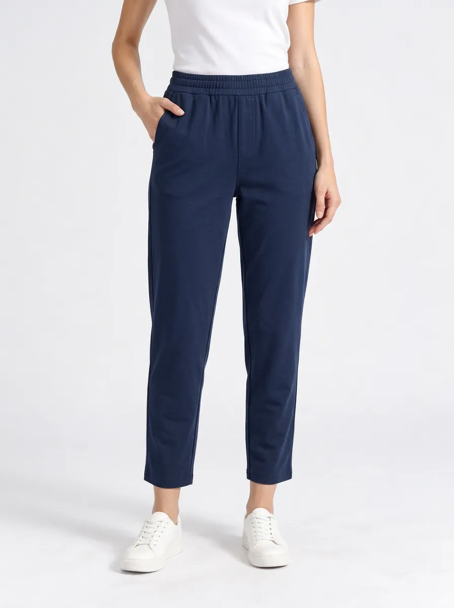 Women's Navy Blue Jogger Elastic Waist Pants