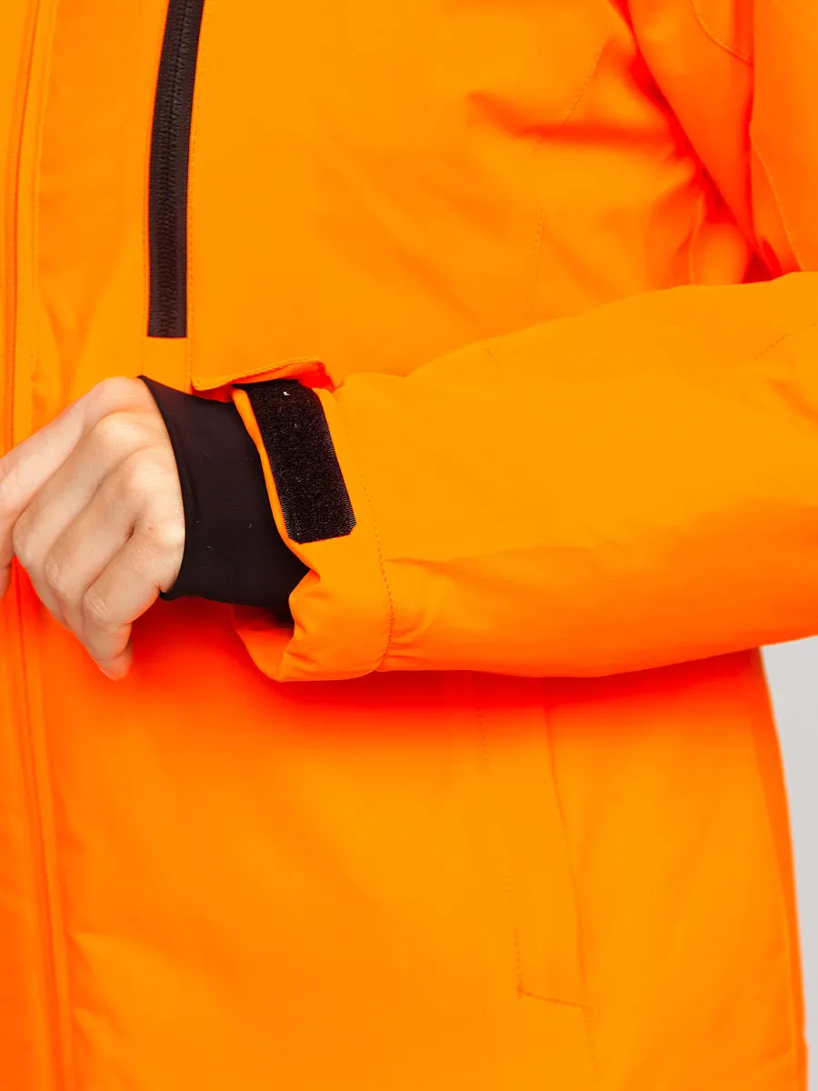 Orange women's winter ski jacket