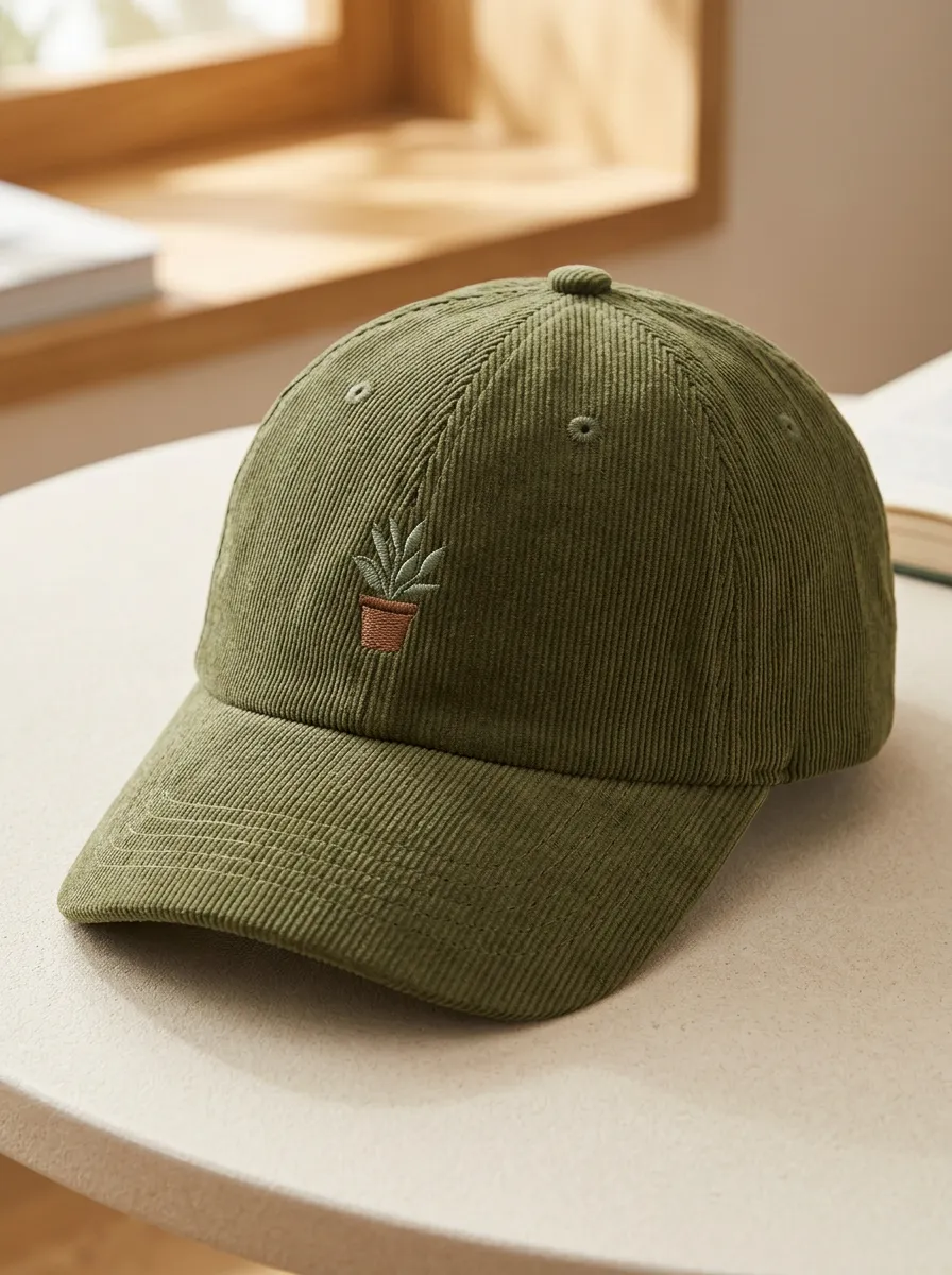 Plant-Lover Succulent Corduroy Embroidered Unisex Baseball Cap