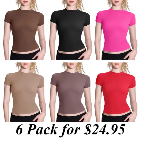 6PACK-Crew Neck T Shirts
