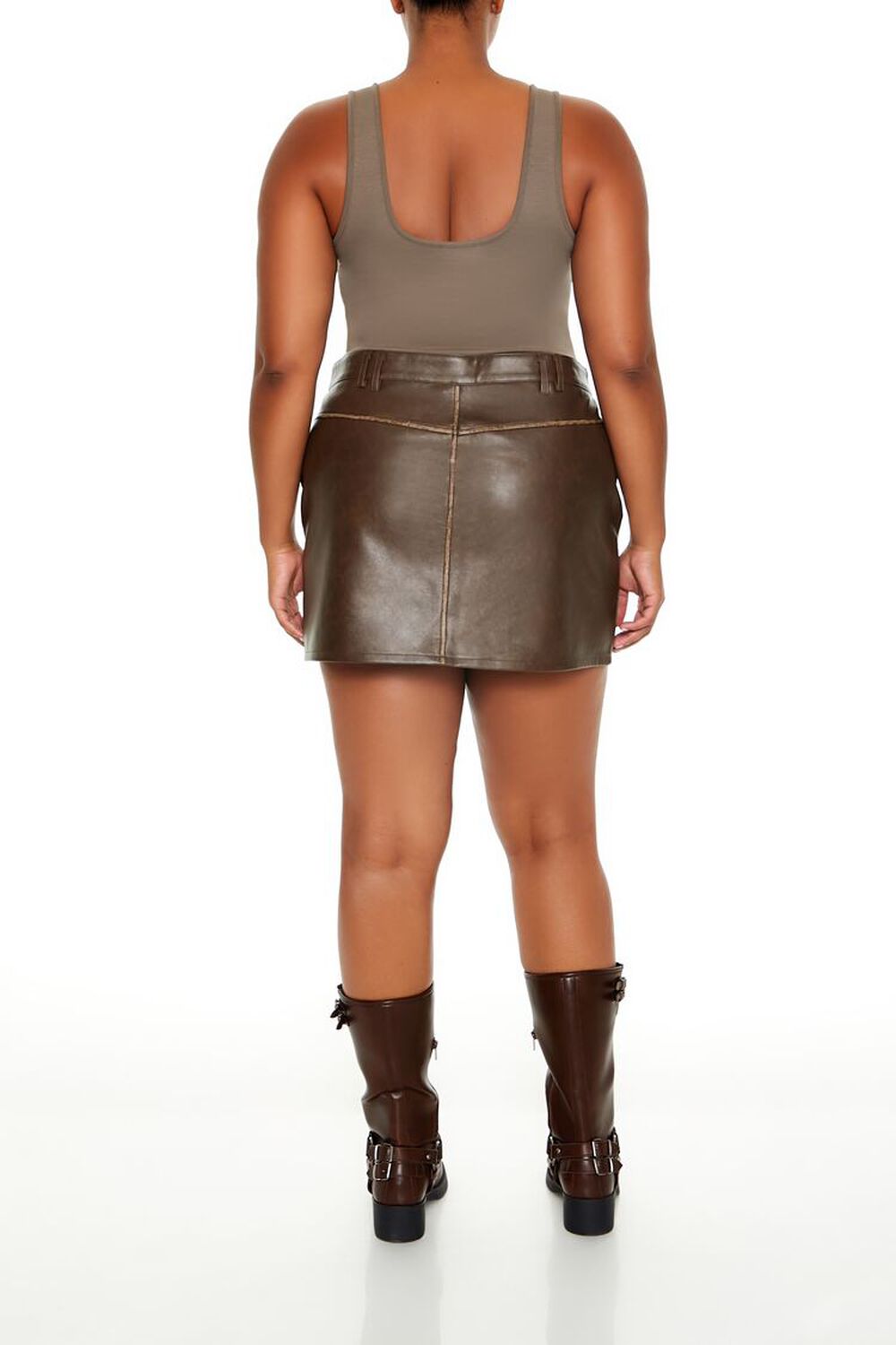 Plus Size Faux Leather Mini Skirt