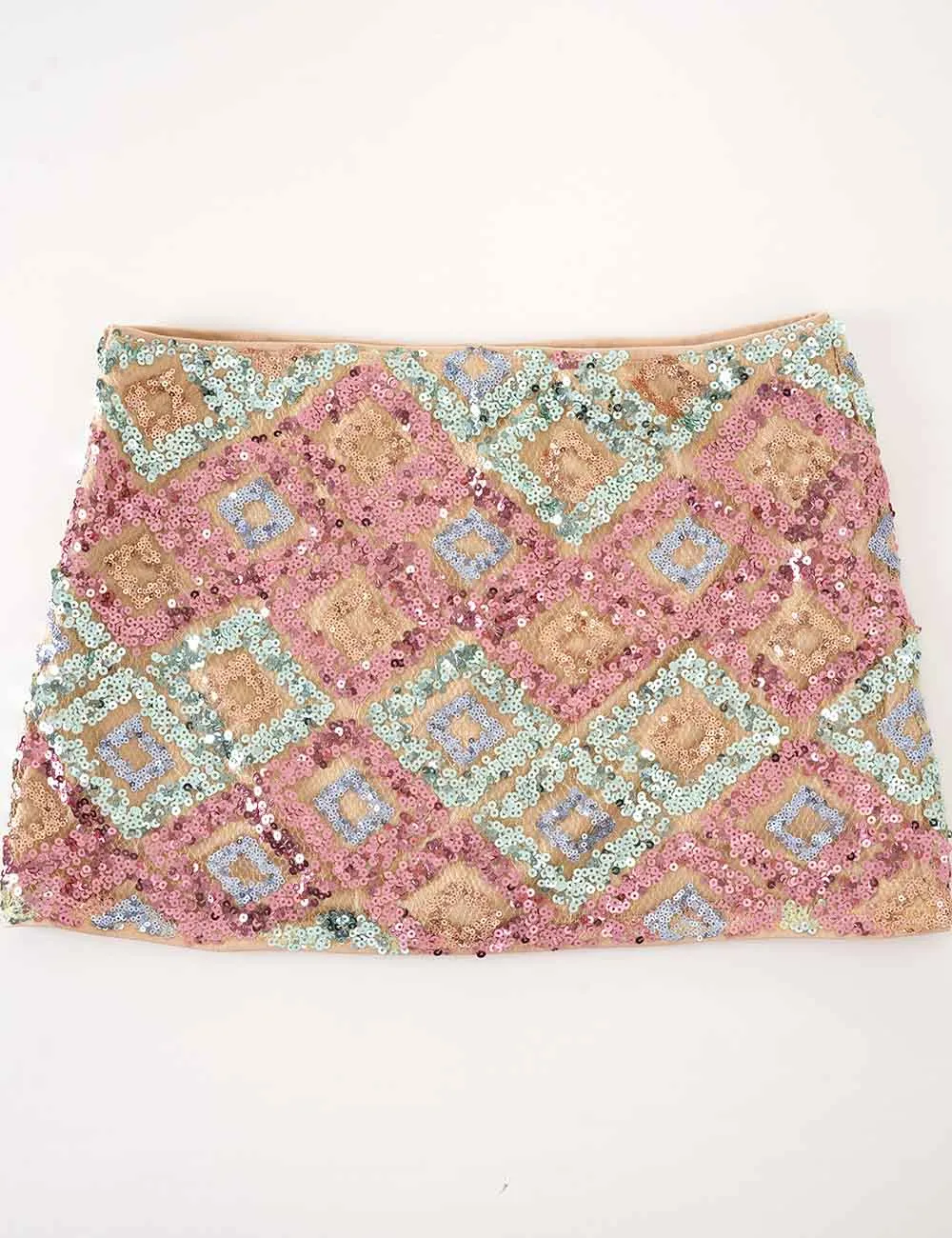 Boho Colorful Geometric Pattern Sequin Mini Skirt